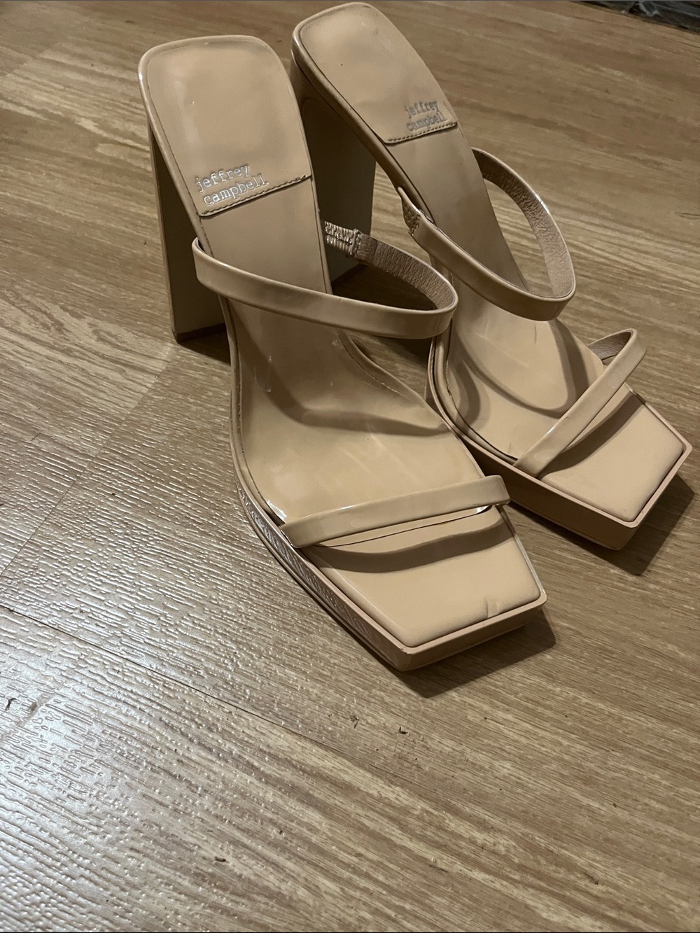Jeffrey Campbell Hustler Platform Heeled Sandal in Nude Size 9.5